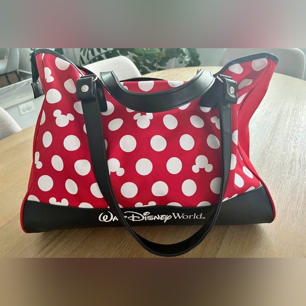 Red Polka Dot Tote Bag with Black Trim